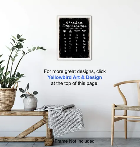 Vista 5 de Decoración artística de pared para cocina, comedor, cafetería, restaurante, tabla de conversión de medidas para cocinar, hornear, decoración rústica