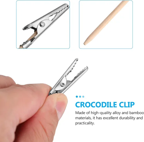 Vista 5 de EXCEART 100 piezas de bambú palo de cocodrilo clip de cocodrilo clips modelos cocodrilo abrazaderas palo DIY tarjeta foto foto clip lugar tarjeta