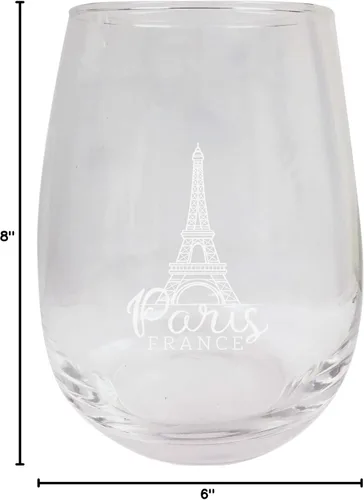 Vista 5 de Paris France Souvenir - Copa de vino grabada sin tallo, 15 onzas, unidad individual