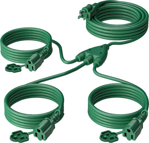 Vista 9 de Eversimpleinc Cable de extensión divisor negro de 1 a 3 (combinado de 25 pies, 13 pies de extremo a extremo), enchufe de 3 puntas con 3 salidas