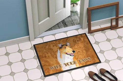 Vista 4 de Caroline's Treasures SS4903JMAT Collie - Felpudo para puerta delantera, 24 x 36 pulgadas, para interiores y exteriores, antideslizante, lavable