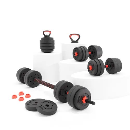Vista 3 de Kit de Pesas Rusas y Mancuernas KSIX Negro 20 kg 19 piezas