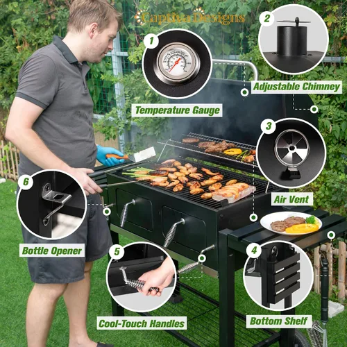 Vista 13 de Captiva Designs - Parrilla de carbón extra grande resistente