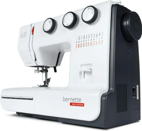 Vista 3 de Bernette Máquina de coser B35 de diseño suizo con 23 puntadas, 7 pies prensatelas, ojal automático, acolchado, construcción resistente, luz LED
