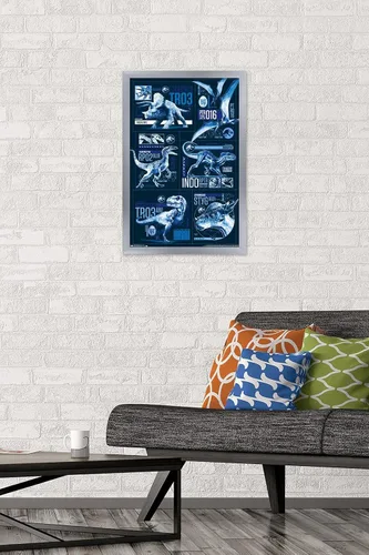 Vista 33 de Trends International Jurassic World: Fallen Kingdom - Póster de pared con cuadrícula, 14.725 x 22.375 pulgadas, versión enmarcada de madera