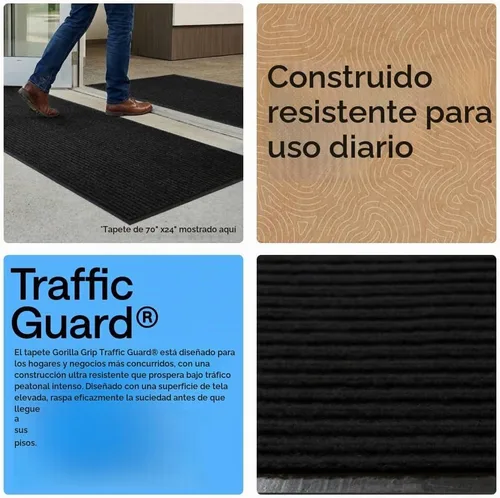 Vista 3 de GORILLA GRIP Traffic Guard - Tapete resistente para interiores y exteriores Negro