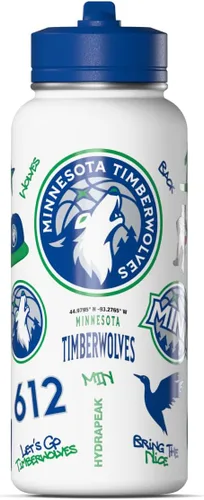 Vista 7 de Hydrapeak Botella de agua aislada de 32 onzas con licencia oficial de la NBA Boston Celtics, celebrando la ciudad de Boston, tapa de popote y asa