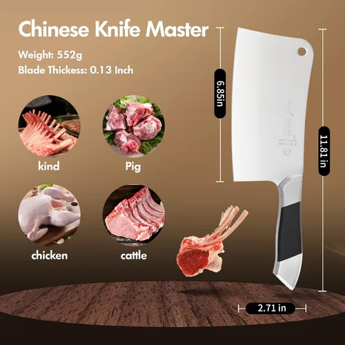 Vista 5 de SHI BA ZI ZUO Cuchillo de acero inoxidable resistente para cortar huesos caseros