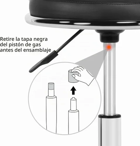 Vista 6 de Yaheetech Taburete enrollable ajustable Nail Tech Silla con respaldo, negro