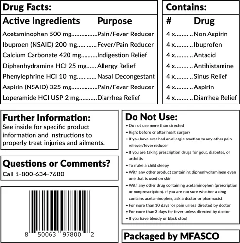 Vista 9 de Kit de primeros auxilios Suministros de recambio Paquete de medicamentos para rellenar kits pequeños o viajar