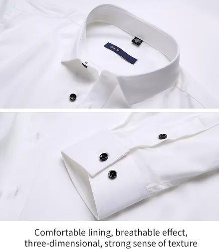 Vista 5 de FLY HAWK Camisas de vestir para hombre, ajuste delgado, manga larga, elástica, fibra de bambú, con botones