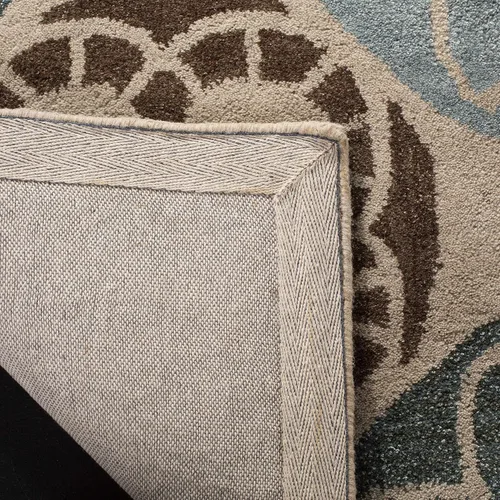 Vista 5 de SAFAVIEH Wyndham Collection - Alfombra decorativa de 2 x 3 pies, beige y azul, hecha a mano, lana moderna, ideal para zonas de alto tráfico