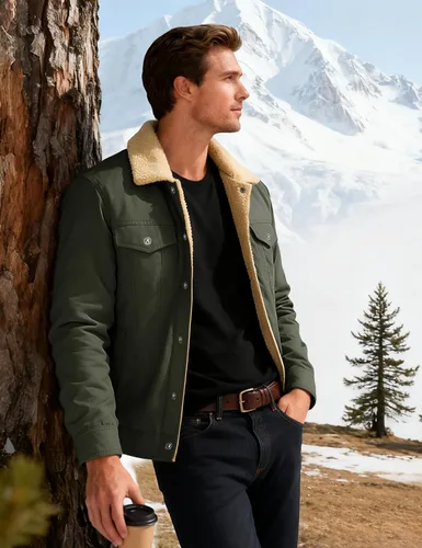 Vista 3 de MAGCOMSEN - Chaquetas de invierno para hombre, gruesas, con forro polar térmico, chaquetas forradas de algodón cálido tipo sherpa, con múltiples
