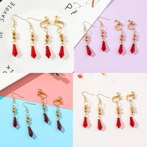 Vista 5 de Genshin Impact - Aretes irregulares para mujer, accesorios de joyería de cosplay, diseño de elementos creativos, regalos de moda para fanáticos