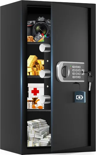 Vista 11 de [Mejorada] Cajas fuertes pequeñas para dormitorio en casa, mini caja fuerte