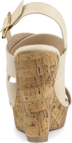 Vista 3 de Allegra K Sandalias de cuña con plataforma de madera para mujer