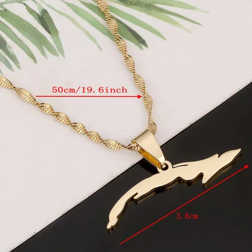 Vista 2 de Collares de plata con mapa de Cuba para mujer, diseño de mapa de Cuba