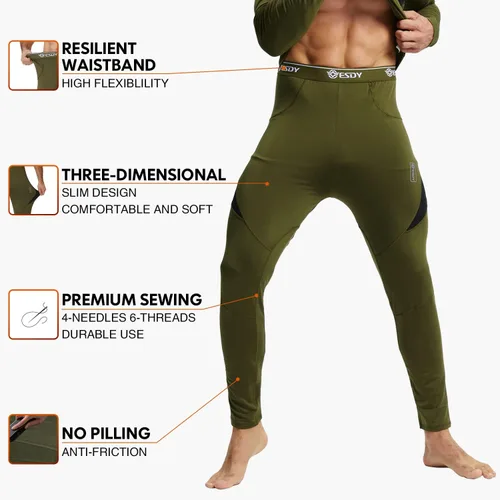 Vista 3 de Conjunto de ropa interior térmica para invierno equipo de caza deportivo capa base parte inferior peso medio