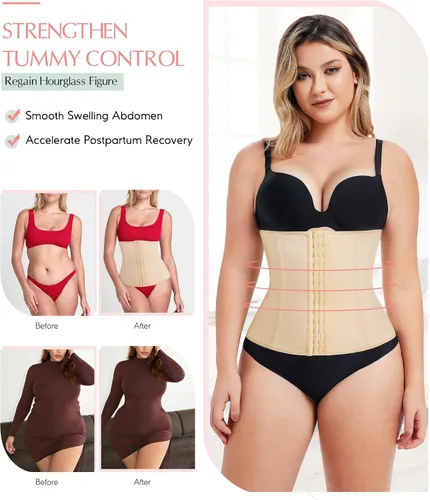 Vista 5 de MERYOSZ Entrenador de cintura para mujer, faja de control de abdomen, faja de compresión de malla, moldeador de cuerpo, corsé deportivo