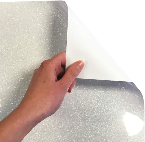Vista 3 de Siser Rollo de vinilo de transferencia de calor con purpurina HTV de 11.8 pulgadas x 5 pies, para planchar (blanco arcoíris)