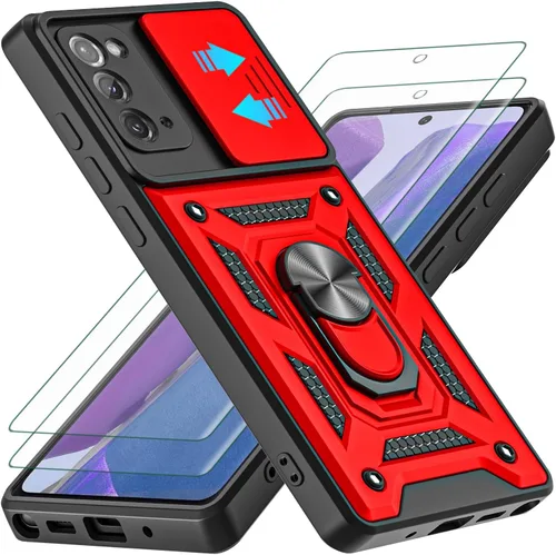 Vista 8 de Funda para Galaxy Note 20, con protector de pantalla de TPU flexible autorreparable [2 unidades] y cubierta de cámara deslizante, anillo de rotación