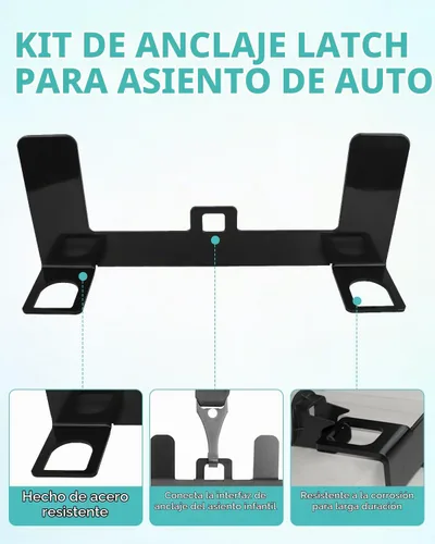 Vista 8 de Kit de Anclaje de Pestillo para Asiento Infantil de Coche, Correa de Seguridad para Asiento de Coche, Adaptador de Pestillo ISOFIX de Acero para Kit
