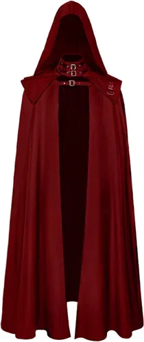 Vista 2 de Capa gótica steampunk para hombre con capucha, sin mangas, abrigo de Halloween, abrigo de mago diablo, vintage, medieval, oscuro, uniforme de moda