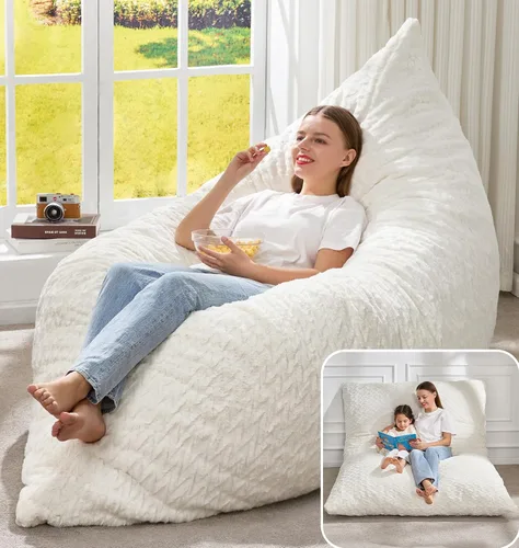 Vista 32 de Hobestluk Adult Bean Bag Chair 3 in 1 Convertible Large Bean Bag Sofa Ash Grey