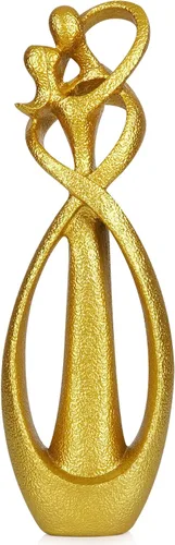Vista 10 de Trycooling Estatua de los amantes de los besos, escultura abstracta, estatuas de resina para decoración del hogar, oficina, estante de escritorio