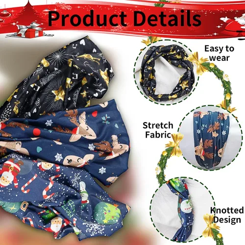 Vista 2 de Doneace Diademas trenzadas de Navidad, con diseño de copo de nieve, alce, turbante elástico, para el cabello, accesorios para el cabello
