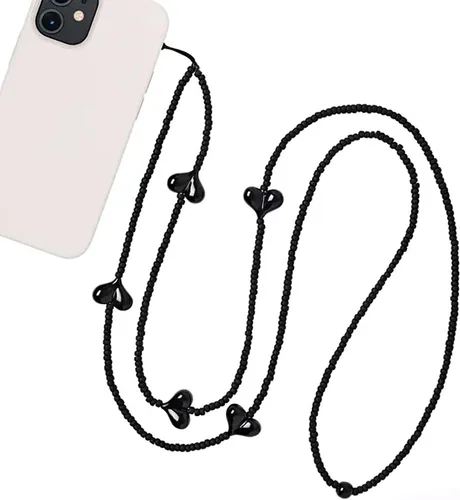 Vista 10 de Beaded Phone Charm Lanyard Strap Crossbody Fixed Beads Pearl Neck Chain