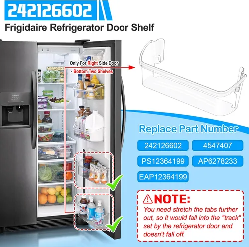 Vista 3 de [2 PAQUETES] Estante de repuesto para puerta de refrigerador 242126602 actualizado para Frigidaire - Reemplazo de estante de puerta de refrigerador