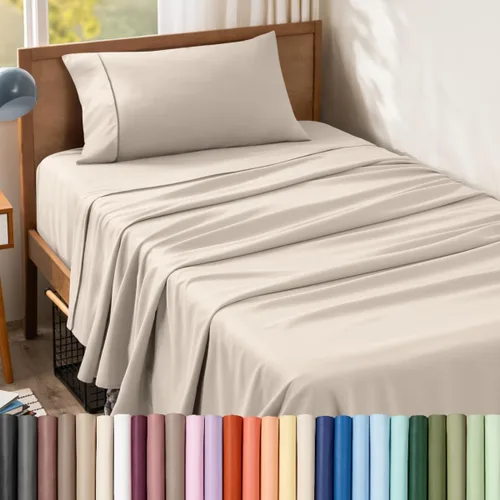Vista 115 de Bare Home Juego de Sábanas Twin - Sábanas de Cama de Microfibra Ultra-Suave 1800 - Doble Cepillado - Bolsillos Profundos - Ajuste Fácil - Extra