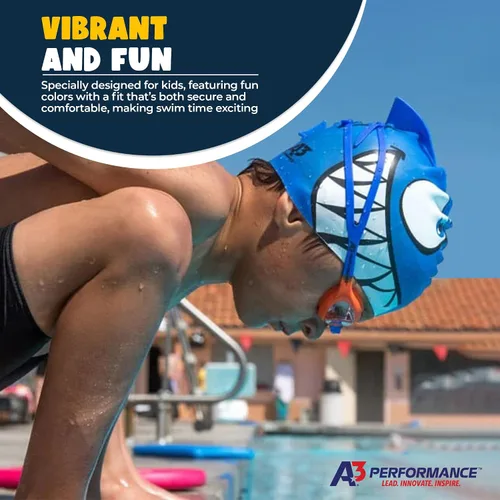 Vista 5 de A3 Flex Youth Swim Goggles 3-10 Leak-Free & Comfortable Kids Swim Goggles Easy Adjust Split Head Straps