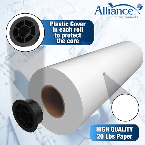 Vista 3 de Alliance Rollos de papel de formato ancho CAD Bond (20 libras 1 rollo, 42 pulgadas x 300 pies núcleo de 2 pulgadas)