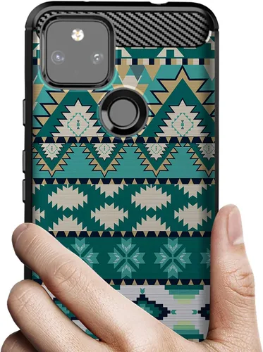 Vista 2 de CasesOnDeck - Funda compatible con Google Pixel 5A (2021) / Pixel 5A 5G] cubierta de parachoques de TPU suave con textura de fibra de carbono