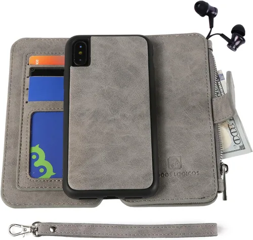 Vista 23 de MODOS LOGICOS Funda para iPhone 11, cartera desmontable, 2 en 1, almacenamiento en efectivo con cremallera, hasta 14 ranuras para tarjetas, 1 Negro