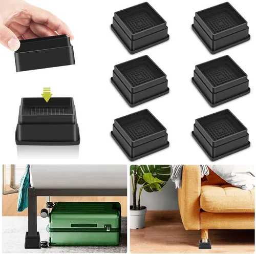Vista 57 de Paquete de 12 elevadores de muebles de 1, 2 o 3 pulgadas, elevadores de cama ajustables resistentes para mesa, escritorio, sofá, silla, gabinete