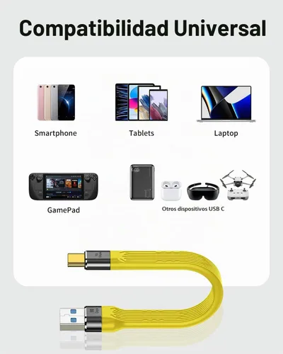 Vista 7 de Duttek Cable corto USB a USB C de 5 pulgadas/5.9 in, 10Gbps USB C macho a USB 3.0 macho cable plano de alta velocidad de transferencia de datos