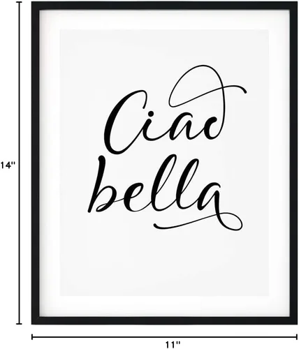 Vista 4 de Designs ByLITA Ciao Bella 11 x 14 - Arte de pared sin marco, tipografía