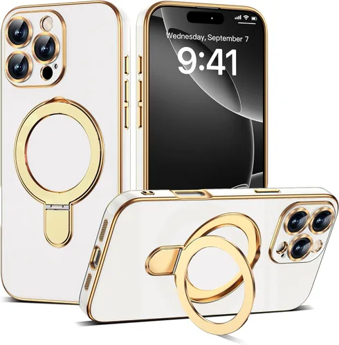 Vista 57 de Funda compatible con iPhone 12 con soporte de anillo magnético invisible [compatible con Mag-Safe] [Protector completo de lente de cámara] Funda