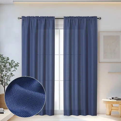 Vista 44 de OWENIE Bob Juego de 2 Paneles de Cortinas Negras de Cocina para Ventanas de 36 Pulgadas de Largo, Cortinas Cortas de Café con Textura de Lino