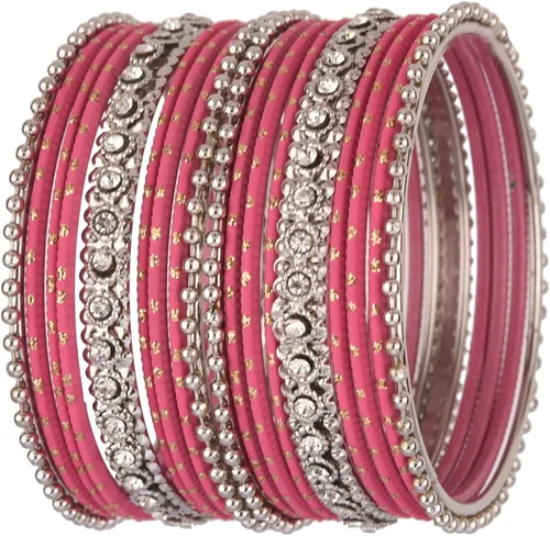 Vista 7 de Efulgenz Indian Bangle Set Rhinestone Crystal Boho Oxidized Bracelet Metal Bangle Set Jewelry for Women
