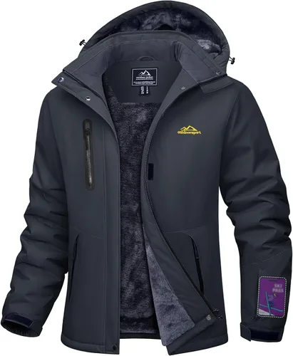 Vista 10 de MAGCOMSEN Abrigos de invierno para mujer, impermeables, aislados, para nieve, esquí, capucha, forro polar, cálido, montaña, snowboard, cortavientos
