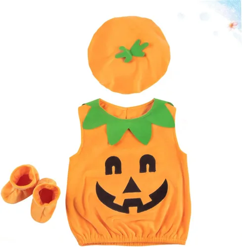 Vista 2 de SOIMISS 1 juego de lindos conjuntos de ropa para niñas, trajes para niños, disfraz de fiesta de Halloween, disfraz de calabaza para niños