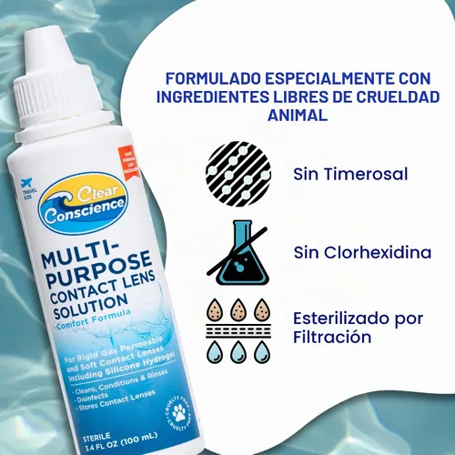 Vista 4 de Clear Conscience Solución multiusos para lentes de contacto, 3 onzas
