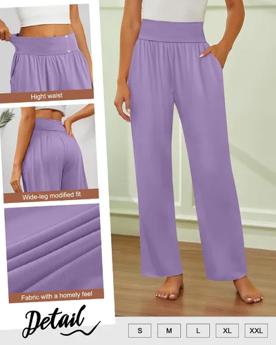Vista 79 de Neer - Conjunto de 3 pantalones de yoga de pierna ancha para mujer - Pantalones deportivos cómodos, holgados, de cintura alta y casuales