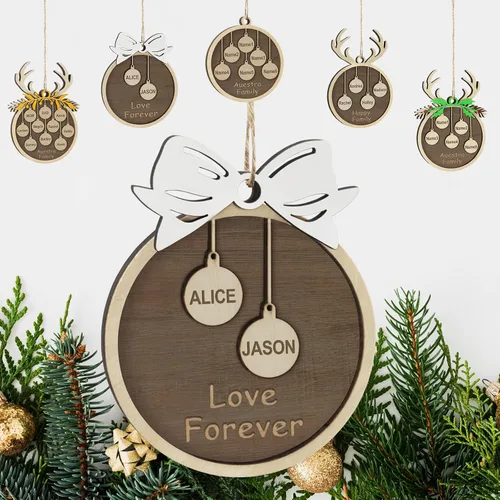 Vista 60 de Adornos de Navidad personalizados familiares de 1, 2, 3, 4, 5, 6, 7, 8, 9, 10, adornos de madera personalizados, decoraciones de Navidad, regalos