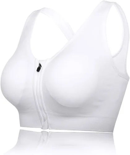 Vista 33 de Medium Support and Removable Pad Tank Top Racerback Post Surgery Sports Bras for Women Albaricoque/Negro/Gris