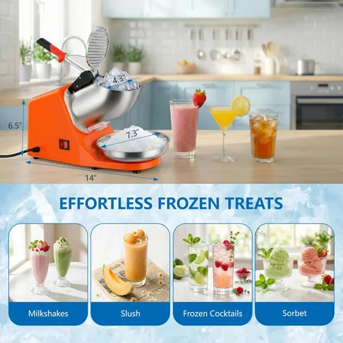 Vista 5 de ZENY Picador de hielo eléctrico 300W 1400r/min con cuchillas de acero inoxidable, máquina picadora de hielo para uso en cocina, accesorio para hacer